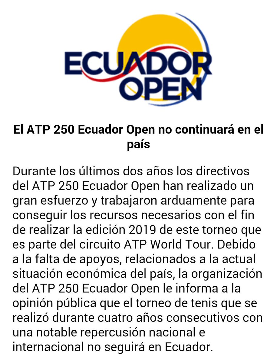 Comunicado Ecuador Open