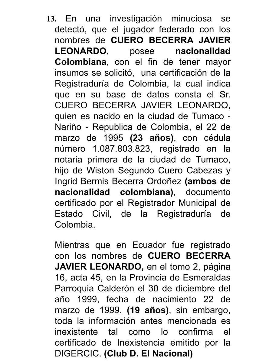 Casos de adulteración de identidad en el fútbol ecuatoriano