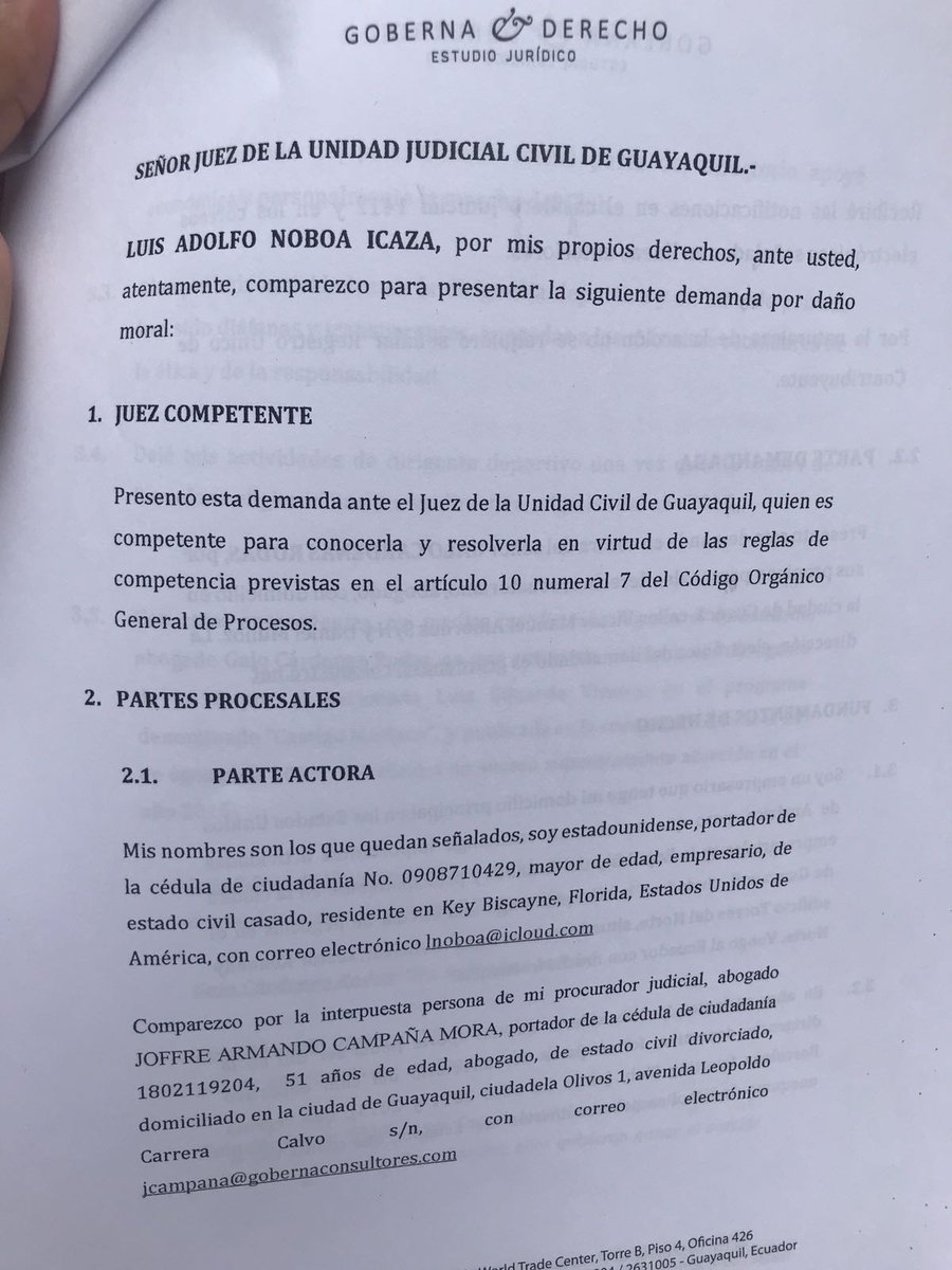 Demanda de Luis Noboa contra Galo Cárdenas 2