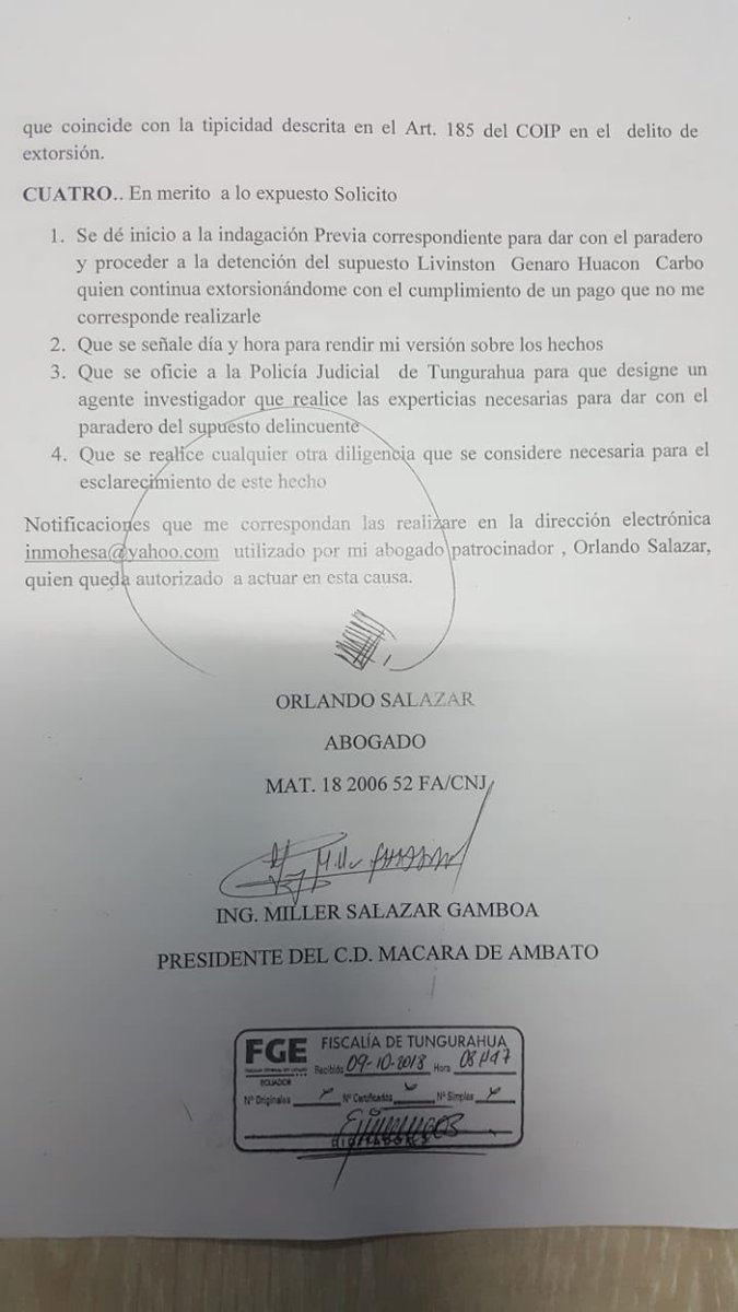 Demanda de Macará ante supuesto soborno 2