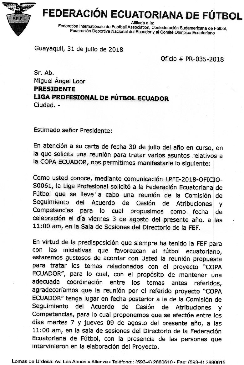 Documento de la FEF a la LigaPRO