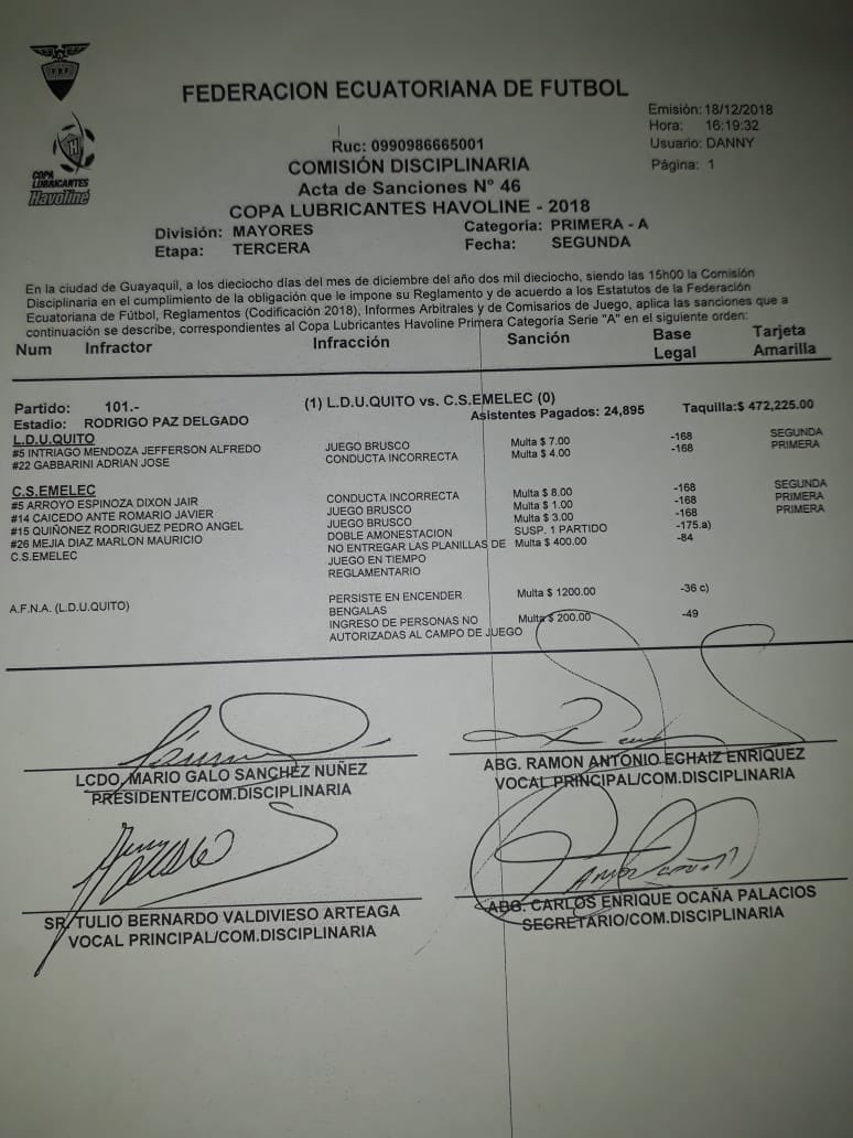 Informe sanción a Mejía
