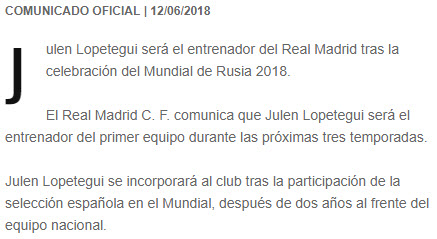 Lopetegui confirmado en el Real Madrid