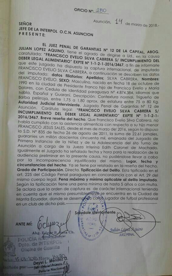 Orden de captura para Francisco Silva