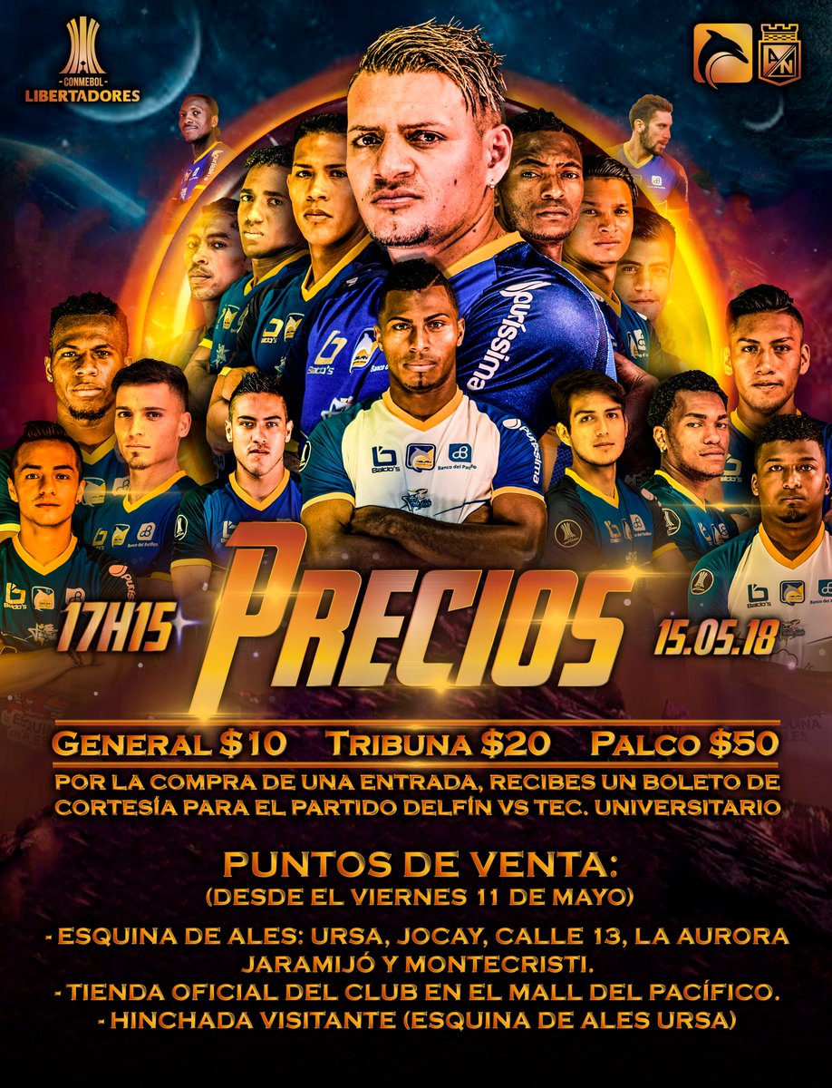 Precio de entradas para Delfín vs Atlético Nacional