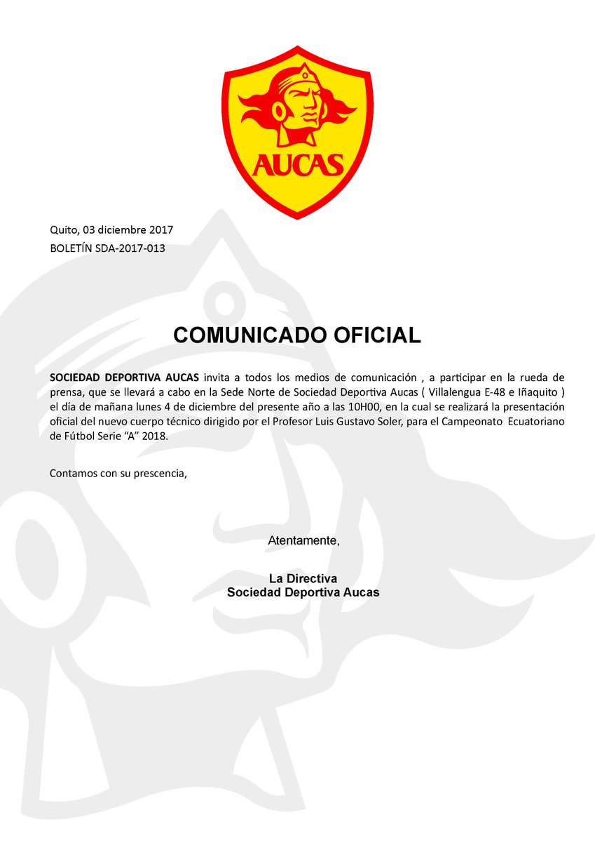 Comunicado Aucas