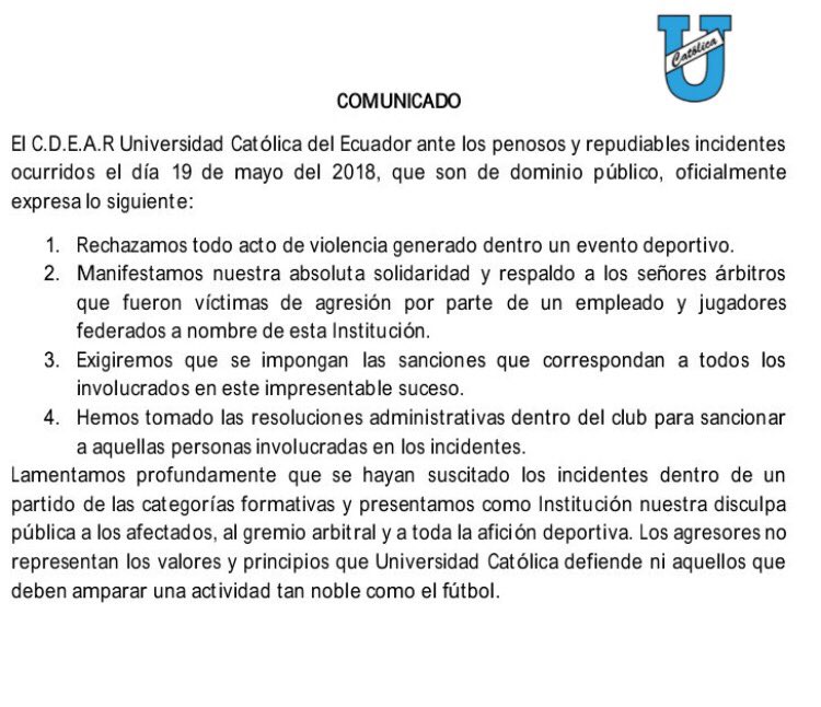 Comunicado Universidad Católica violencia