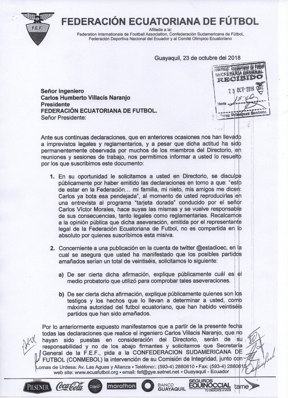 Comunicado directorio FEF