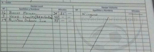 Goles en informe arbitral