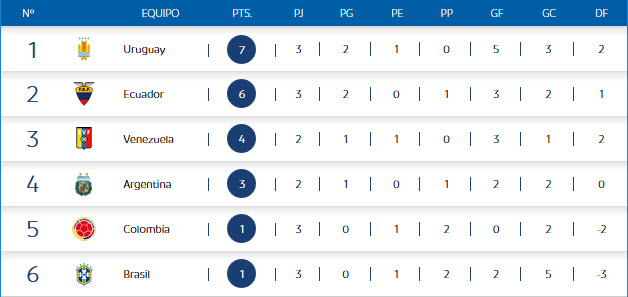 Sudamericano Sub 20 Posiciones