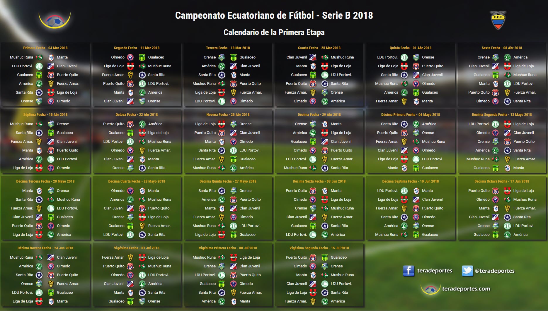 Serie B Calendario completo de la primera etapa de la ...